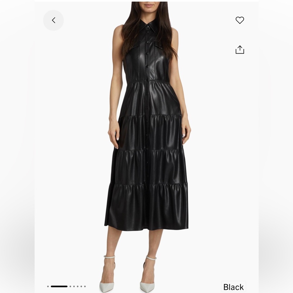 Alice and Olivia Miranda Vegan Halter Neck Tiered Midi Dress